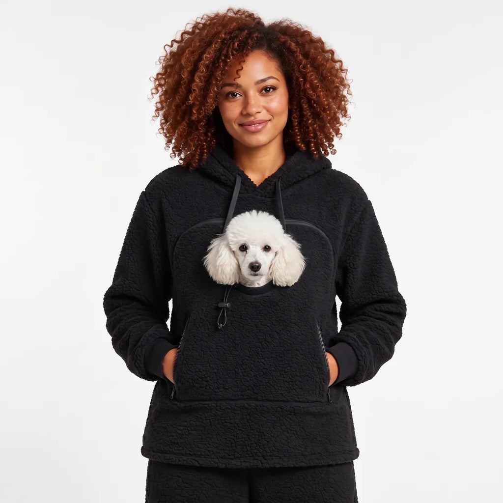 Pet carrier hoodie in black
