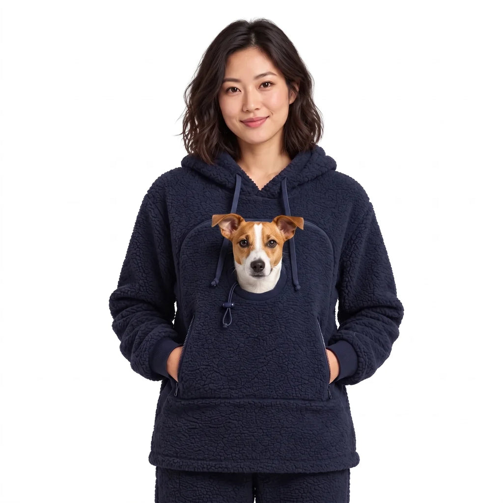 Pet carrier hoodie in navy