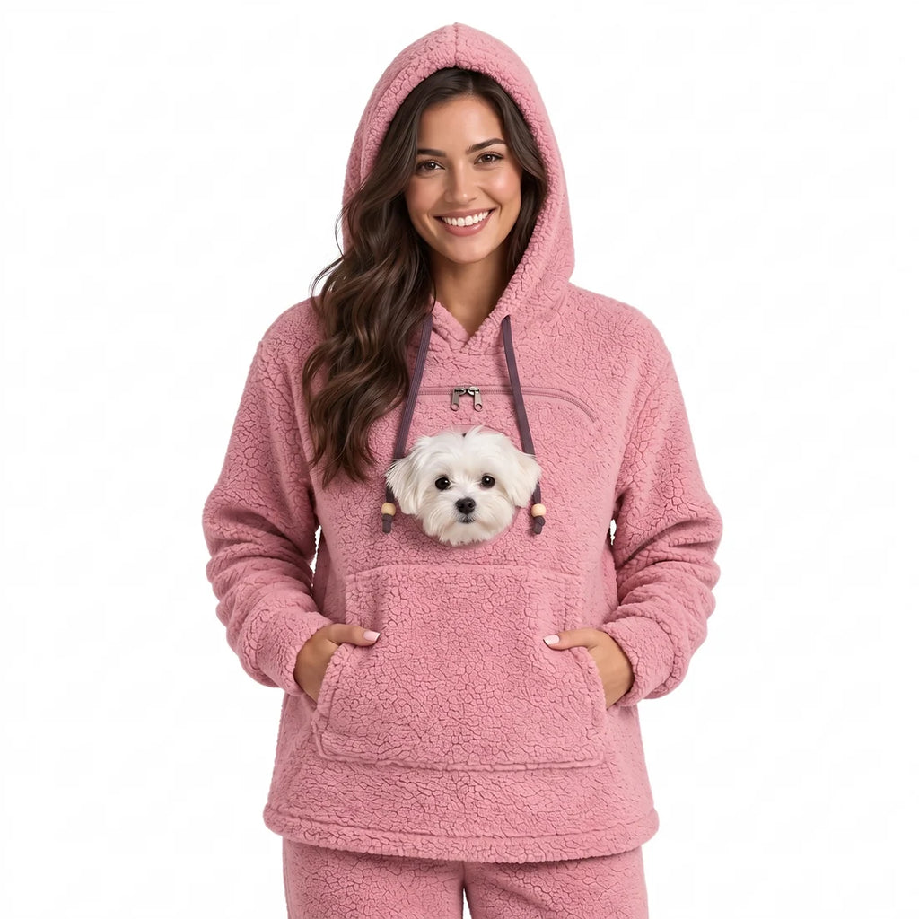 Pet carrier hoodie in dusty pink