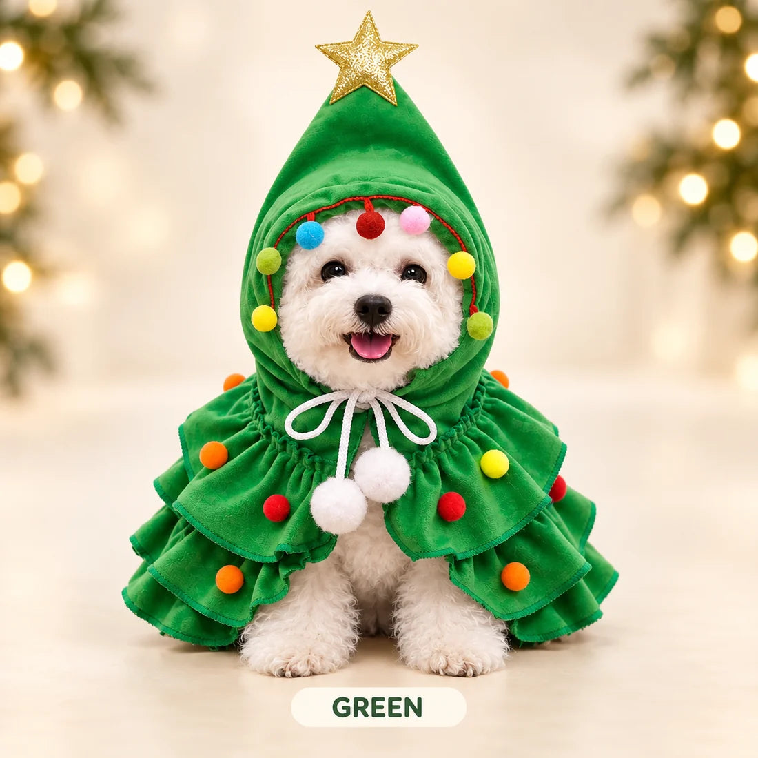 Christmas tree pet costume in green
