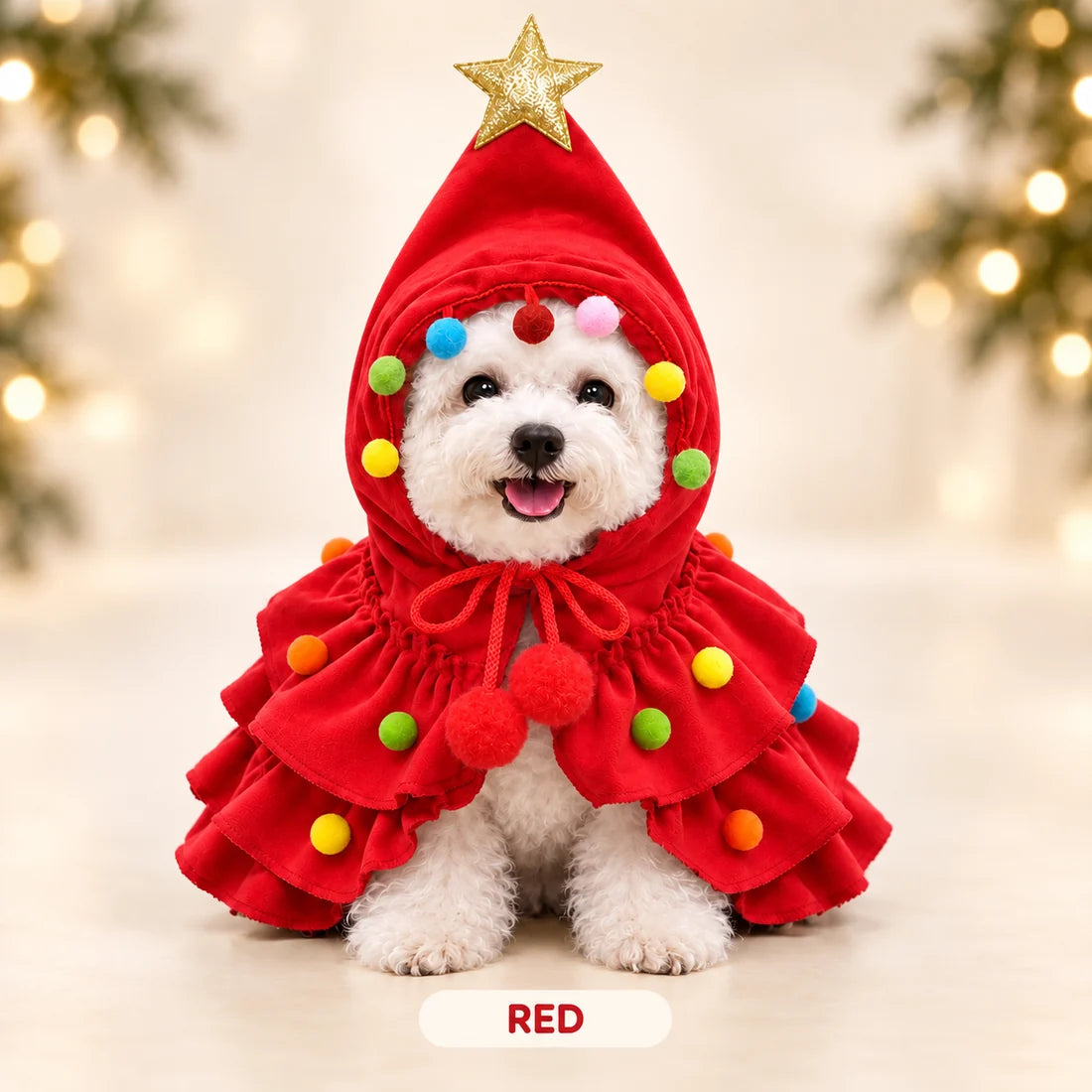 Christmas tree pet costume in red