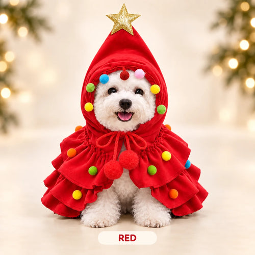 Christmas tree pet costume in red