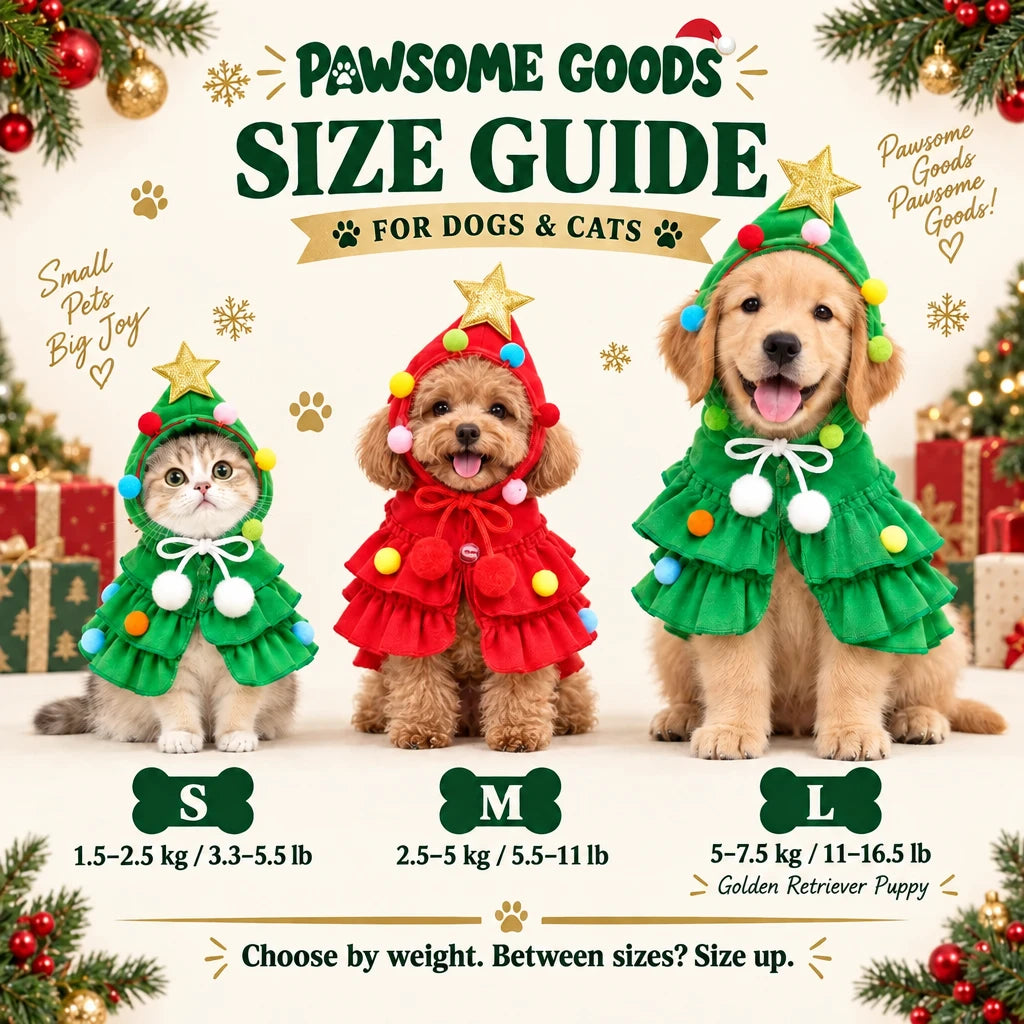 Christmas tree pet costume size guide